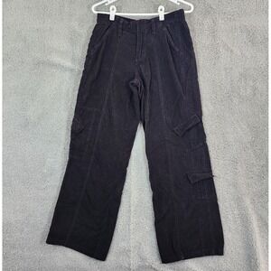 Urban Outfitters BDG Y2K Corduroy Cargo Pants Black Sz S Wide Leg Grunge Skater